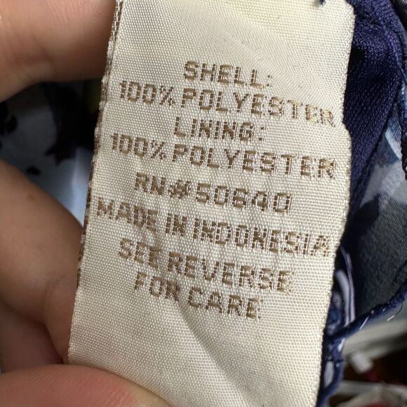 Flowy Floral Dress Womens 20W Blue A Line Fully Lined V Neck Plus Size Colorful - Picture 4 of 9